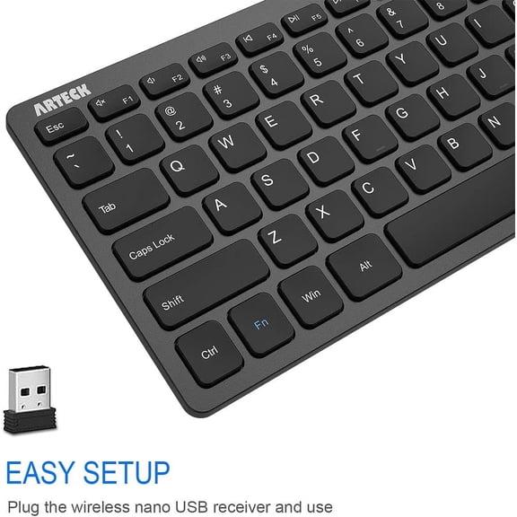 UYUIOIF-2.4G Wireless Keyboard Ultra Slim and Compact Keyboard with Media Hotkeys for Computer Desktop PC Laptop Surface Smart TV and Windows 11/10/8/7, Black