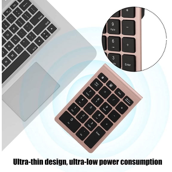 UYUIOIF-22 Keys Numeric Keypad, Bluetooth Mini Keyboard, Financial Accounting Number Pad, for Laptop Desktop, PC(Rose Gold)