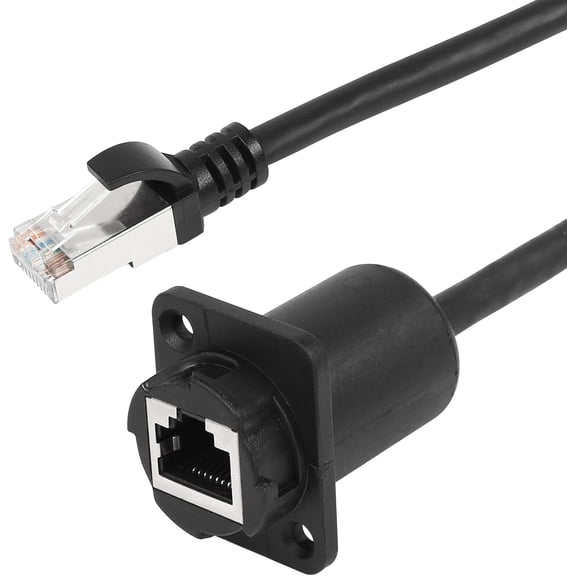 UYUIOIF-35cm RJ45 Male to Female Cat5 5e 6 Waterproof Panel Mount LAN Network Ethernet Extension Cable with Cap