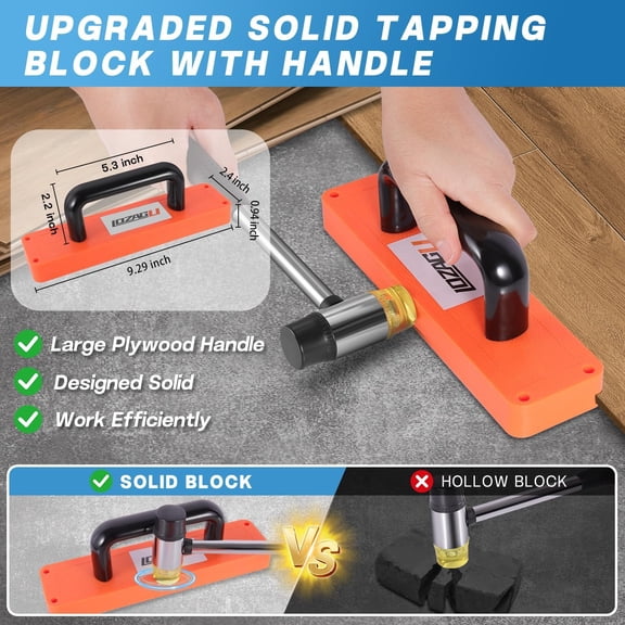 UYUIOIF-43-Piece Laminate Flooring Tools, LVP installation kit, Vinyl Flooring Tools, Tapping Block with Handle, Spacers, Double-Faced Mallet and Pull Bar (43-PIECE)