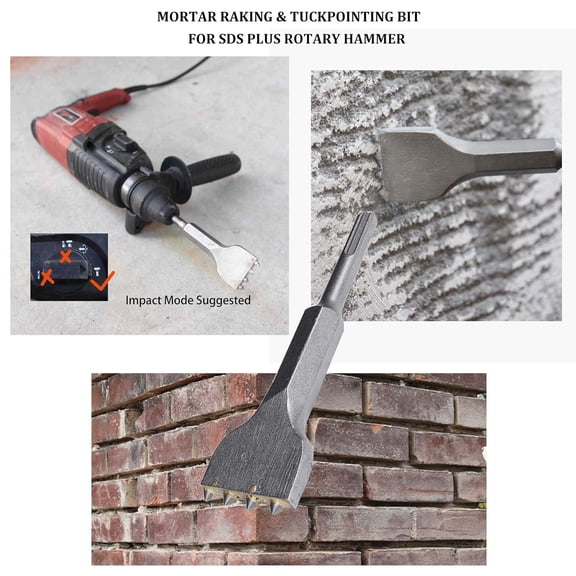 UYUIOIF-6 1/8 in. x 1 1/2 in. SDS Plus Tuckpointing Mortar Raking Bit, Tile Thinset Removal Floor Scraper Bit, 4 Tips Concrete Repair Patch Prepare Bushing Tool Bit for Rotary Hammer