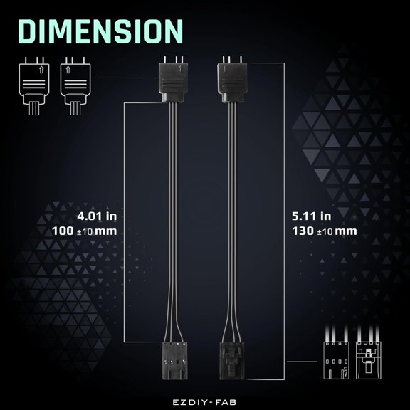 UYUIOIF-Adapter Cable for Corsair RGB HUB, Lighting Node CORE, Commander CORE and iCUE Commander CORE XT, Smart RGB Lighting, Connect to Any 5V 3-Pin ARGB Devices (2 x 10cm)
