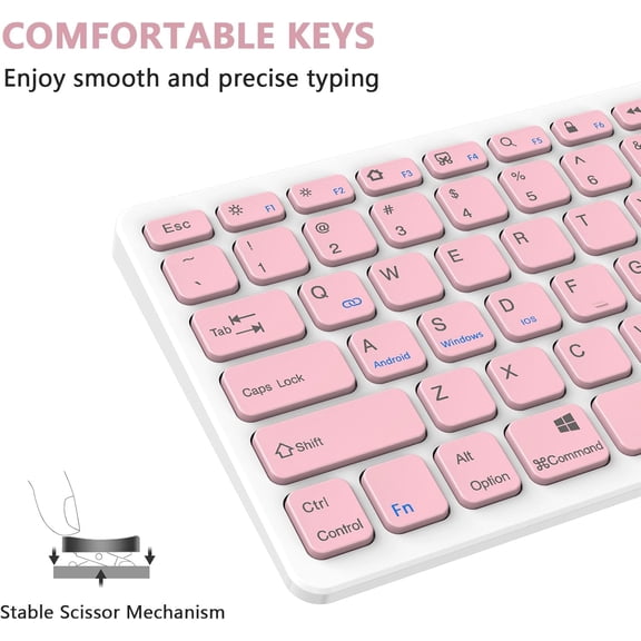 UYUIOIF-Bluetooth Keyboard for iPad Wireless Keyboard Compatible with iPad A16 11th 10th Generation, 10.2(9th/8th/7th Gen), Air/Pro/Mini and All Bluetooth Devices (Light Pink)