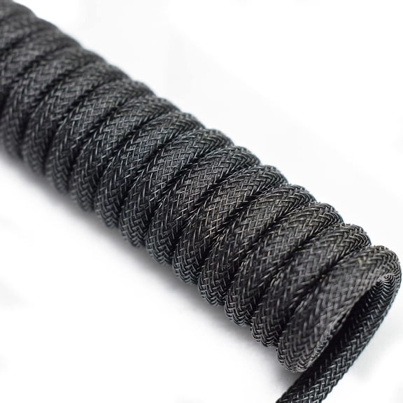 UYUIOIF-Braided Keyboard Cables 1.5m Coiled Type-C to USB A with Detachable Aviator Connector.for Gaming Keyboard/Tablet (Black)