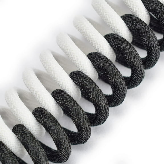UYUIOIF-Braided Keyboard Cables 1.5m Coiled Type-C to USB A with Detachable Aviator Connector.for Gaming Keyboard/Tablet (White)