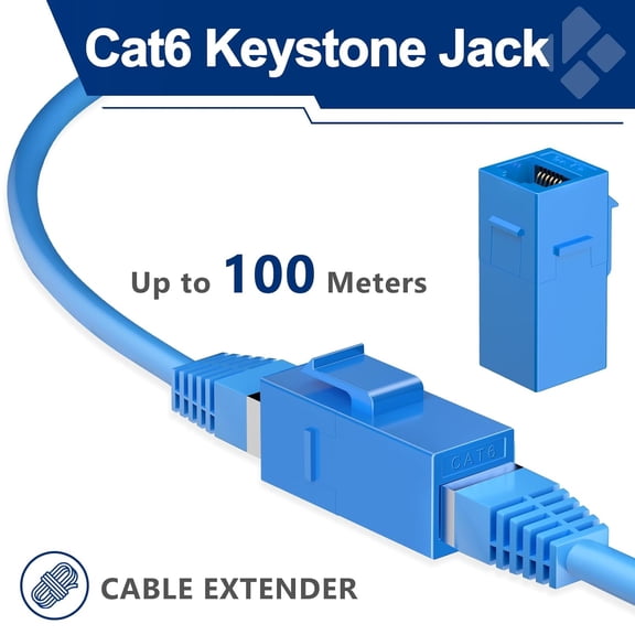 UYUIOIF-CAT6 RJ45 Keystone Coupler 24Pack, CAT6 RJ45 Keystone Jack Inline Coupler Female to Female UTP Ethernet Coupler for Wall Plate/Patch Panel (Blue)