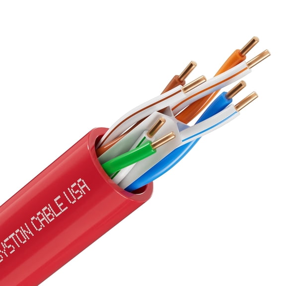 UYUIOIF-Cat 6E Ethernet Network Cable - 50 FT, 600 MHz 23 AWG Solid Bare Copper Wire Outdoor/Indoor, Bulk No Ends 10 Ft to 1000 Ft Available, Heat Resistant Riser Rated - CMR