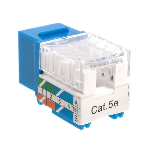 UYUIOIF-Cat5e Keystone Ethernet Wall Jack Punch Down UTP 45-Degree (Easier Termination Than 90-Degree), RJ45 Slim Profile Speed Termination 45 Angled Blue (10 Pack)