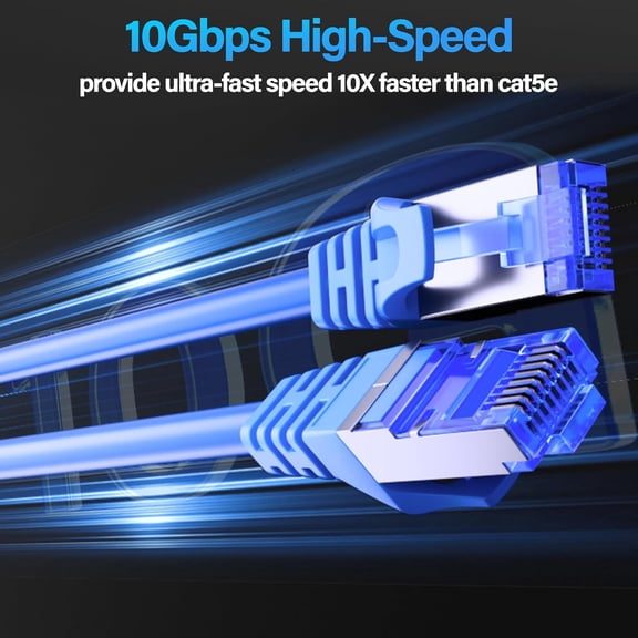 UYUIOIF-Cat6 Ethernet Cable 10Gbps 3 ft (10 Pack), UTP Ethernet Cable Cat 6, Flexible Bare Copper Cat6 Cable, Cat 6 Network Cable for Server, Data Center, Blue