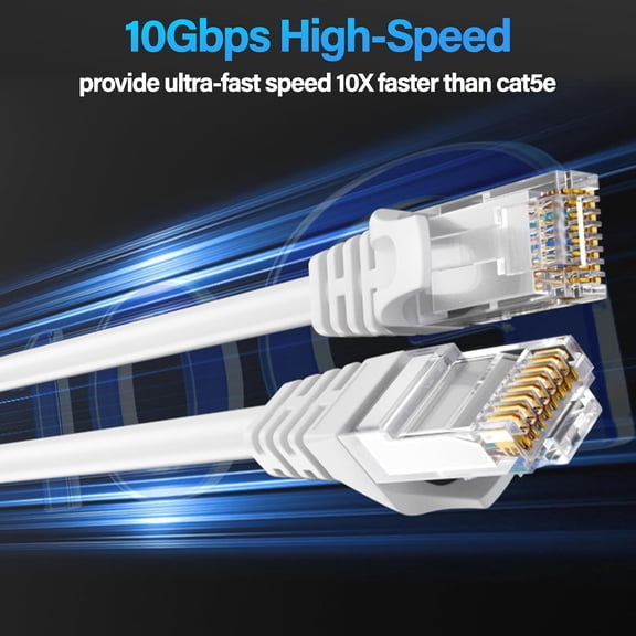 UYUIOIF-Cat6 Ethernet Cable 10Gbps 6 ft (10 Pack), UTP Ethernet Cable Cat 6, Flexible Bare Copper Cat6 Cable, Cat 6 Network Cable for Server, Data Center, White