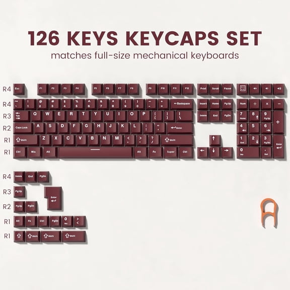 UYUIOIF-Double Shot PBT keycaps Set,Dark Red Keyboard caps,Cherry Profile Keycaps 60 65 75 100 Percent,126- Key Custom keycaps for Mechanical Keyboard Gaming(61/64/68/84/87/100/104/108)