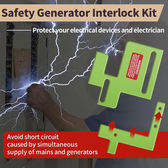 UYUIOIF-Generator Interlock Kit Green Eaton/Cutler Hammer, for EAT Series 150A/200A Breaker Box, 1 1/4 to 1 7/16 Inches Space on Main & Generator Circuit Panel, Professional and Interlock Kit