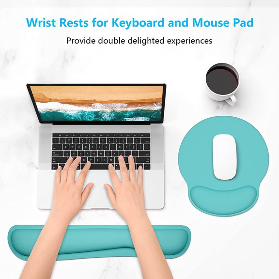 UYUIOIF-Keyboard Wrist Rest and Mouse Pad with Wrist Support, Cute Memory Foam Cushion for Keyboard and Mouse Set, Ergonomic Desktop Pad Rests with Non Slip Base for Easy Typing & Pain Relief, Green