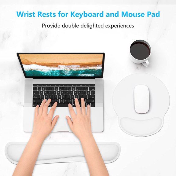 UYUIOIF-Keyboard Wrist Rest and Mouse Pad with Wrist Support, Memory Foam Wrist Rests for Keyboard and Mouse Set, Ergonomic Wrist Pad with Non Slip Base for Easy Typing & Pain Relief,Ivory White