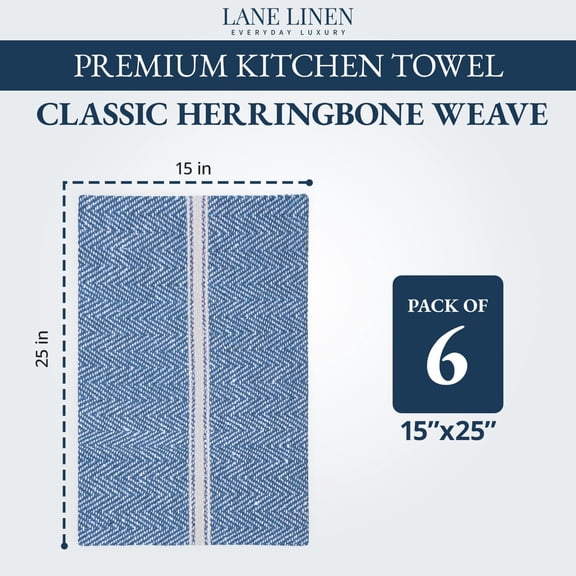 UYUIOIF-Kitchen Towels Set - 100% Pure Cotton Dish Towels for Kitchen, Super Absorbent Kitchen Hand Towel, Tea Towels, Soft & Durable Dish Cloths, Pack of 6 14x25, Indigo