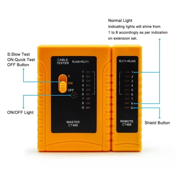 UYUIOIF-NF-468 Network Cable Tester, 2-Pack | RJ45 RJ11 RJ12 LAN Wire Tester, CAT5 CAT6 & UTP Cables, Continuity Test Tool, Tests Open Short Miswired & Crossed Connections