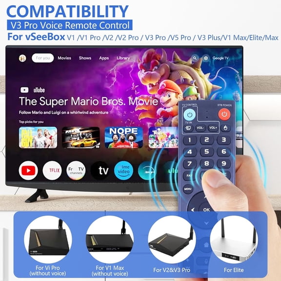 UYUIOIF-New V3 Pro Voice Remote Control Compatible with vSeeBox V1/V2,V3/V2/V1/V5 Pro,V3Plus,Max/Elite/Max Intelligent Bluetooth Voice Remote Control