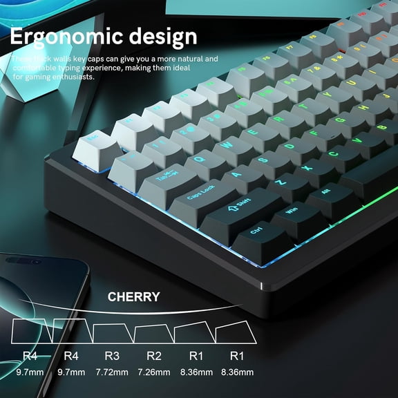 UYUIOIF-PBT Key caps, Double Shot Shine Through Custom Keycaps, Gradient Keycaps Cherry Profile, Minimalist Style Keyboard Keycap for Mechanical Keyboard (Grey)