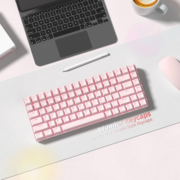 UYUIOIF-PBT Shine Through Keycaps, Cherry Profile Pink Keyboard Key caps, Cherry Profile Custom Keycaps124-key Double Shot Set for 60% 65% 75% 100% Cherry Gateron MX Mechanical Keyboards