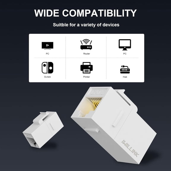 UYUIOIF-RJ45 Cat6 Keystone Coupler 25-Pack, Female to Female Cat6 Keystone Jack, UTP Keystone Coupler Insert,Keystone Jack, Ethernet Coupler, White