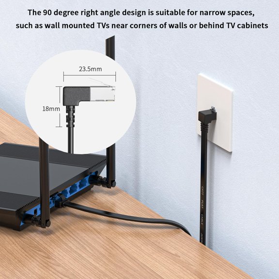 UYUIOIF-Right Angle CAT 7 Ethernet Cable 20FT,Up Angle 90 Degree Cat 7 RJ45 Network Connector 10Gbps 500MHz,Internet Cable Extender Patch Cords for Gaming,Pc,Router,Modem
