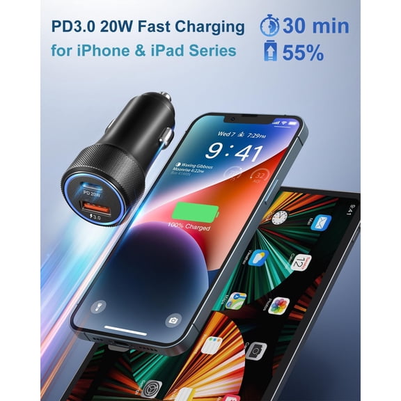 UYUIOIF-USB C Car Charger 3Pack, 36W Fast Charging PD3.0+QC3.0 Dual Port Car Phone Charger Type C+USB A 12v Cigarette Lighter Adapter for iPhone 17 16 15 14 13 12 Pro, Samsung Galaxy S25 S24 A55 A16