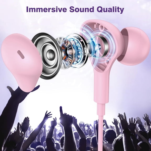 UYUIOIF-USB C Headphones for iPhone 17 16 15 Plus/Galaxy S26 S25 Wired Earbuds with Microphone for Samsung S24 S23 S22 S21 S20 Ultra, Magnetic Noise Canceling in-Ear Type C Earphone for iPad 10/Pixel