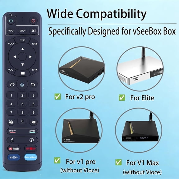 UYUIOIF-V2 Pro Replacement Voice Remote Control fit for vSeeBox V1 Pro / V2 Pro/Elite/ V1 Max, for OctaStream Elite Max Android TV Box Elite-3