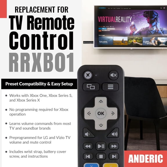 UYUIOIF-Xbox One Media Remote Control with Learning - Standard IR Xbox Remote with A,B,X,Y Buttons - Works for Xbox One - RRXB01