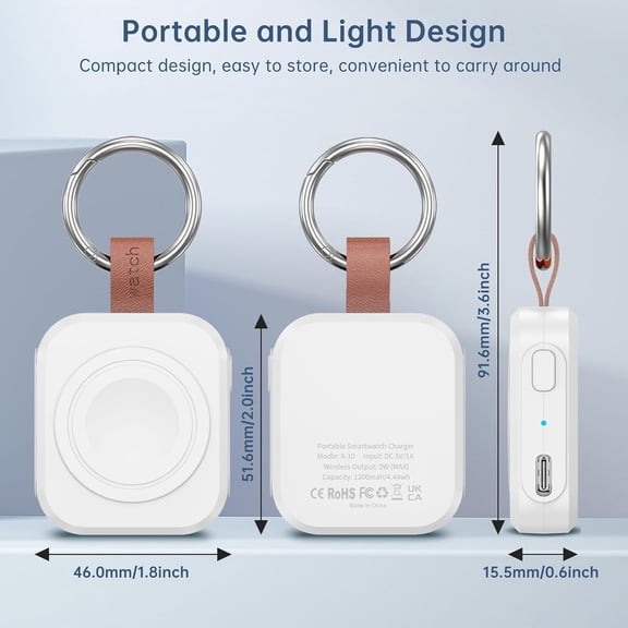 UYUIOIF-for Samsung Galaxy Watch Charger,1200mAh Portable Charger for Samsung Galaxy Watch 8/8 Classic/7/Ultra/6/6 Classic/5/5 Pro/4/3,Active 2/1 (White)