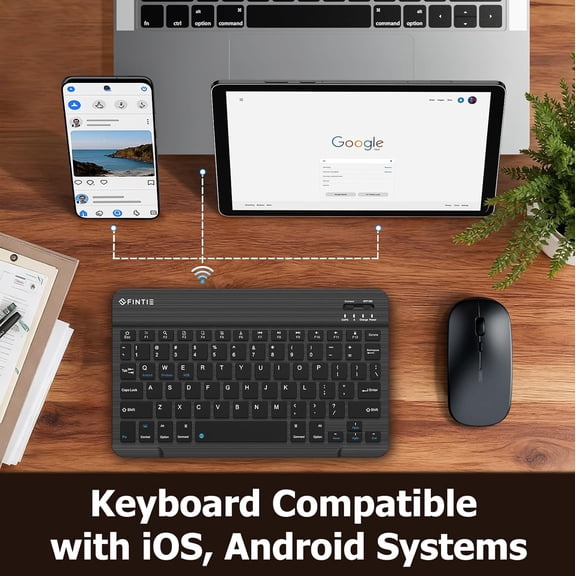 UYWGF-10-Inch Ultrathin Wireless Bluetooth Keyboard Compatible with iPad Samsung Tablet, iPhone Smartphone, iOS, Android Tablets Phone, Black
