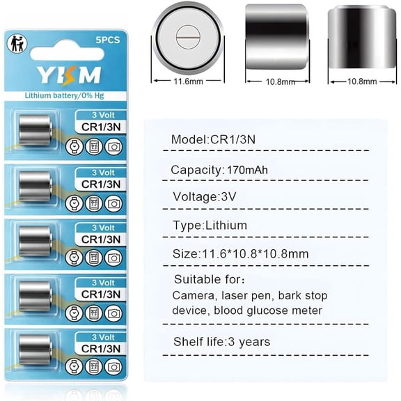 UYWGF-10 Pack CR1/3N 3V Lithium Battery CR 1/3N DL1/3N CR-1/3N 2L76 for Pistol Laser Pet Collar