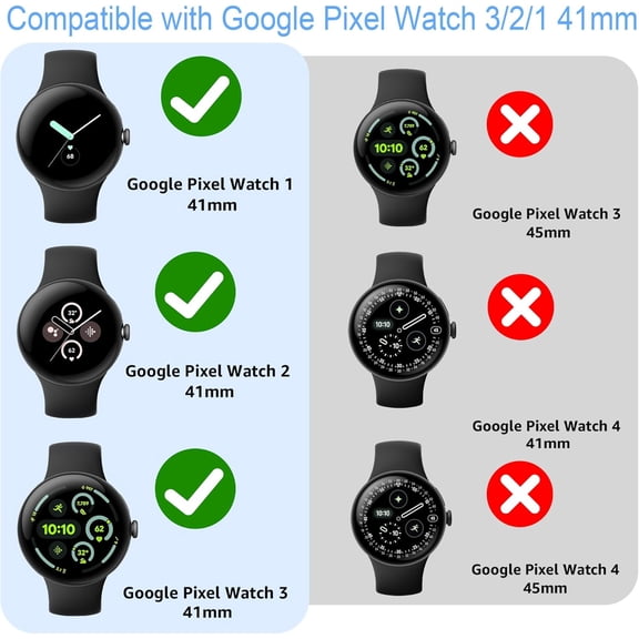UYWGF-10 Pack Case for Google Pixel Watch 3/2/1 41mm with Tempered Glass Screen Protector, Shockproof Hard PC Bumper, All-Around Protective Cover Compatible with Pixel Watch 3/2/1 41mm Accessories