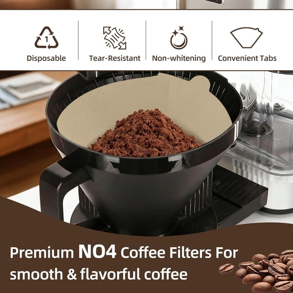 UYWGF-100 Pcs No.4 Coffee Filters Compatible with Technivorm Moccamaster, #4 Cone Natural Unbleached Paper Filters for 810 Cup KBT, KBGV & KB Brewers