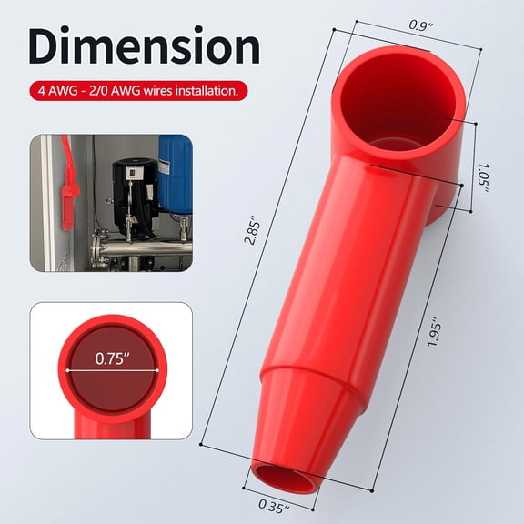 UYWGF-10pcs Red Silicone Stud Terminal Cover Insulated Battery Terminal Protector Boot Fit 4 AWG - 2/0 AWG for 1/4",5/16",3/8" Battery Post