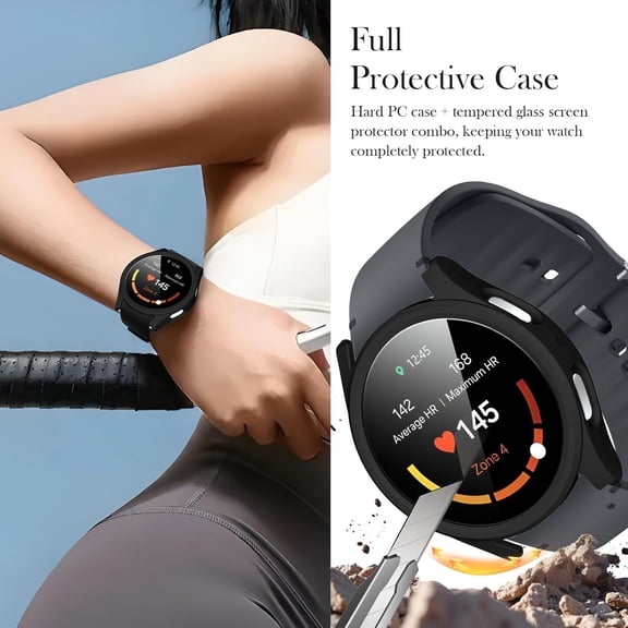 UYWGF-[12+12] Pack for Samsung Galaxy Watch 7 Screen Protector Case 44mm, Hard PC Bumper + Anti-Fog HD Tempered Glass Film, Waterproof Protective Face Cover Set for Galaxy Watch 7 44mm(12 Colors)