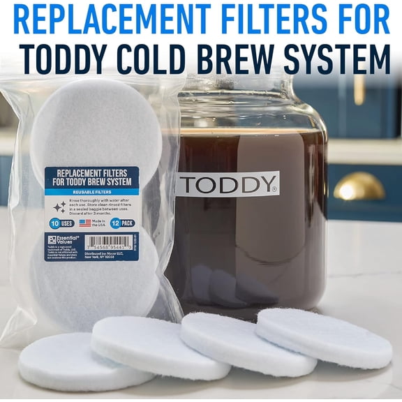 UYWGF-12-Pack Toddy Filter Replacement, Coffee Filters - Reusable Coffee Filters - Replacement Coffee Filter for Toddy Cold Brew System | Round Coffee Filter - Toddy Cold Brew System Filter