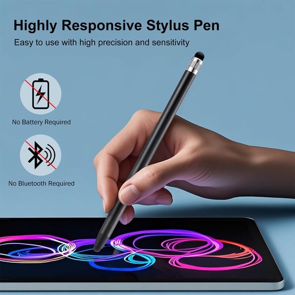 UYWGF-12Pcs Black Stylus Pen for Touchscreen, 2-in-1 High Precision & Sensitivity Stylus Pen for iPhone/iPad/Android Smartphones and Tablets Compatible with All Touch Screens