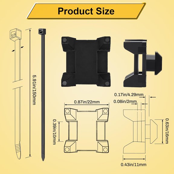 UYWGF-15 Set Plastic Cable Zip Tie Mounting Blocks, Cables Base Fixture, Wire Clips, Drop-In Base Mounts for 15 or 40 Series Aluminum T-Slot