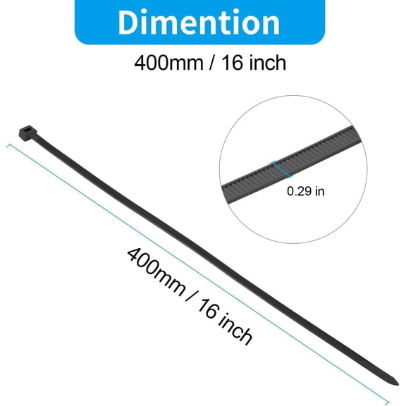UYWGF-16 Inch White Zip Ties Heavy Duty 100 Pack, 120 LBS Tensile Strength, Premium Nylon Cable Wire Ties, Self-locking Plastic Ties for Indoor and Outdoor Use