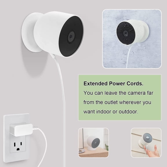 UYWGF-19.6FT Power Charging Cable Compatible with Google Nest Cam (Battery) Extended Charge Cord Weatherproof Camera Charger, 19.6ft (6m)