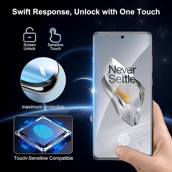 UYWGF-2+2 Pack for OnePlus 12 Screen Protector and Camera Protectors, Fingerprint Unlock, Anti-Scratch, Bubble-Free, Case Friendly, 9H Hardness Clear Glass Screen Protector for OnePlus 12