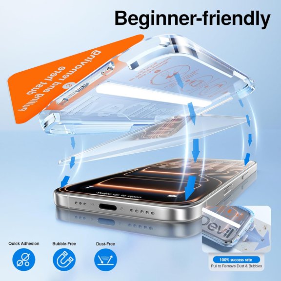 UYWGF-2+2 Pack for iPhone 17 Pro Screen Protector with Camera Lens Protector, Tempered Glass, HD Clear Film, Easy Installation, Dust-Free & Bubble-Free