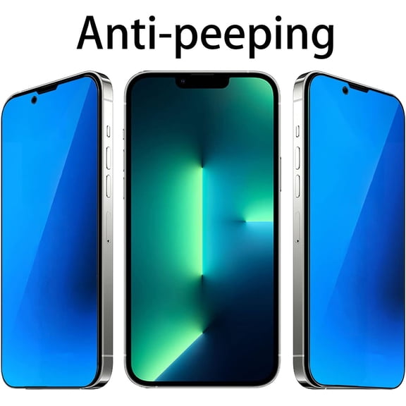 UYWGF-2 PCS Anti-Blue Privacy Tempered Glass Mirror Anti-Spy Screen Protector Anti-Peeping Film Compatible with iPhone 14 Plus /iPhone 13 Pro Max, 6.7 inch Electroplated 9H Hardness Anti-scratch (Blu