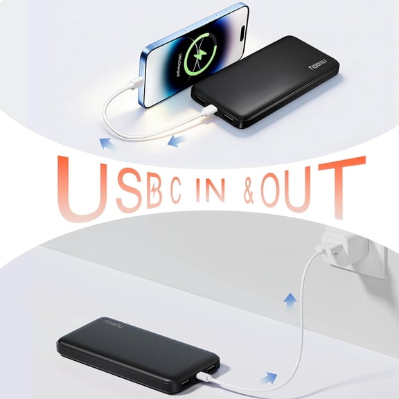 UYWGF-2-Pack 22.5W 10000mAh Portable Charger, USB C Fast Charging Power Bank 3 Outputs 2 Inputs Travel Essential Battery Pack Compatible with iPhone 17/16/15/14, Galaxy S24/22, iPad, Android, Tablets