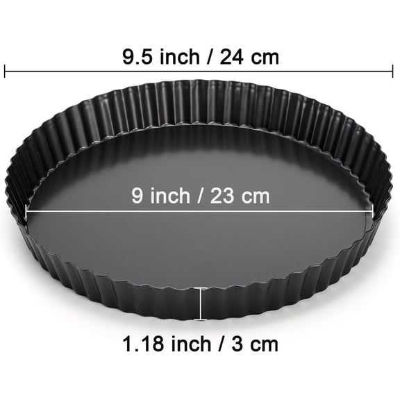 UYWGF-2 Pack 9 Inch Non-Stick Quiche Pan, Fruit Tart Pie Pan with Removable Loose Bottom