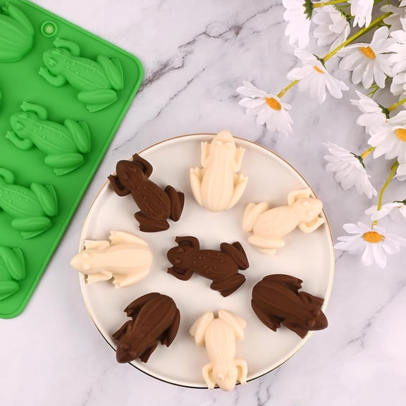 UYWGF-2 Pack Chocolate Frog Silicone Molds, 3D Frog Baking Molds for Chocolate, Candy, Cake Decoration, Soap, Resin, Ice Jelly (Green)