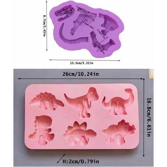 UYWGF-2 Pack Dinosaur Silicone Candy Molds Non-Stick Dinosaur Fossil Chocolate Molds Baking Mold for Jello Dinosaur Cake Topper Decoration Gummy Candy Dino Bones Gummies Fondant Birthday Treats