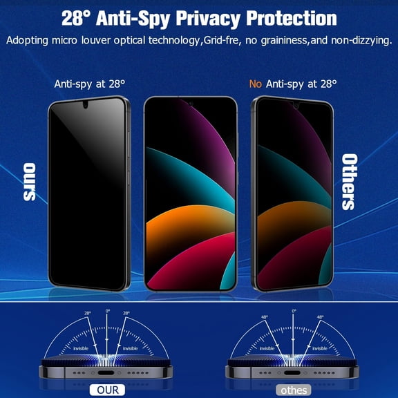 UYWGF-(2 Pack) Galaxy S23 Privacy Screen Protector Tempered Glass, 9H Hardness 2D Curved Full Coverage Bubble Free Support Fingerprint, for Samsung Galaxy S23 6.1 Inch