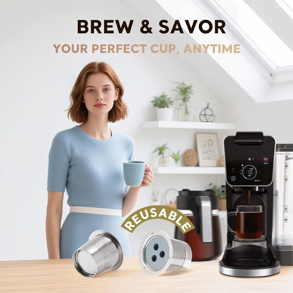 UYWGF-Stainless Steel Reusable Coffee Pods for Ninja Dual Brew Coffee Maker (2 pack k cups-new2.0)